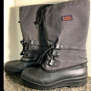 Sorel Womens Winter Boots Black White Fabric Knee High Bungee Lace Pull On Sz 10